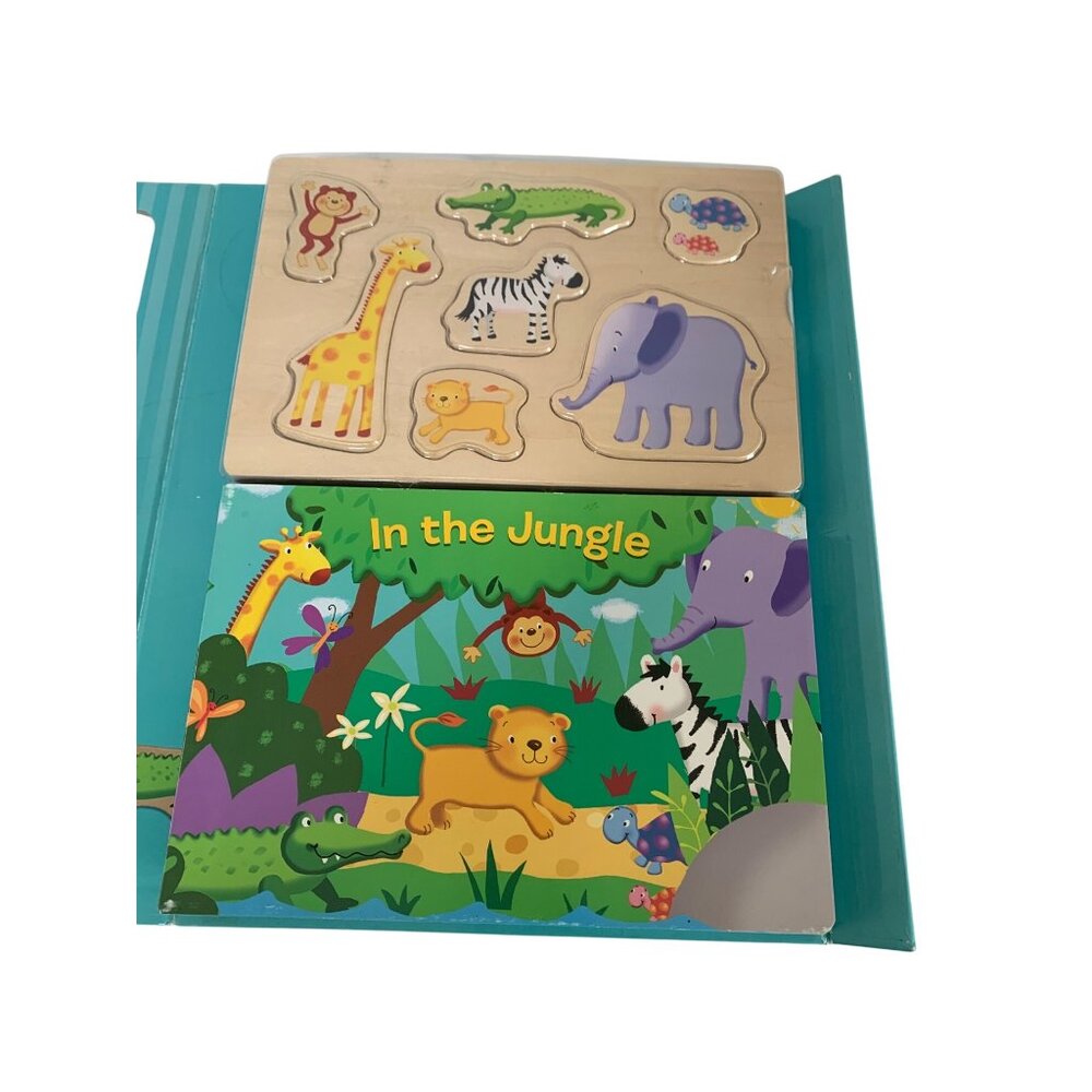 Melissa & Doug Book & Puzzle Play Set Zoo Animals Jungle Wooden Ages 2+ 7 Piece - Picture 2 of 4
